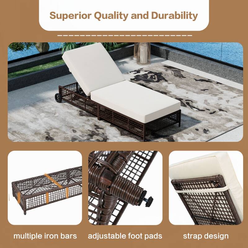 Outdoor Lounge Chair for Garden(Brown and Beige)