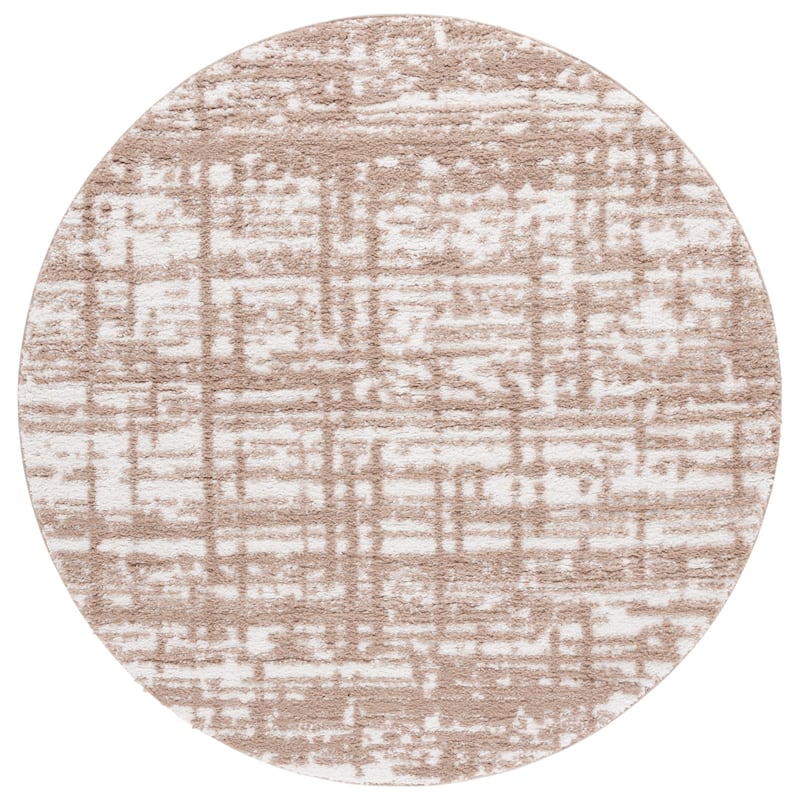 SAFAVIEH Rumi Shag Parthenia Shag Rug - 6'7" Round - Beige/Ivory