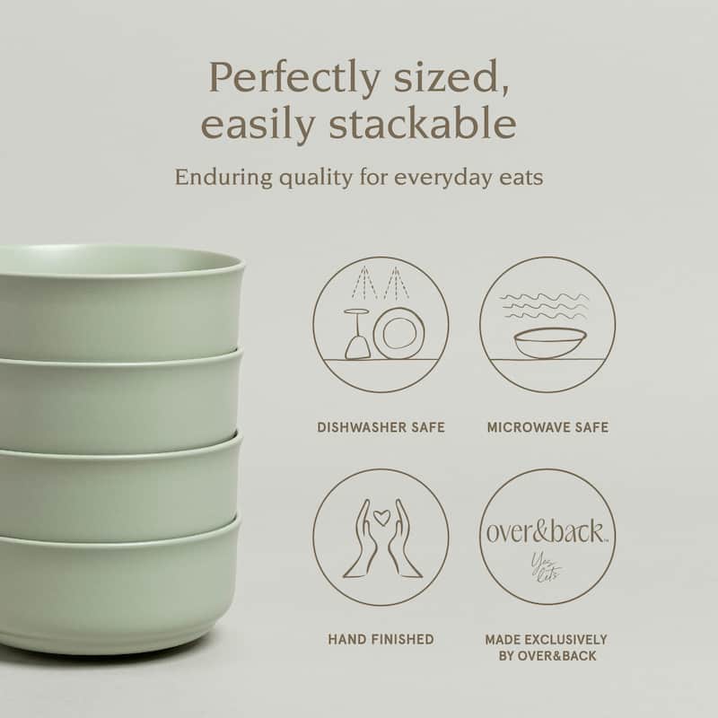 over&back Rimmed 26oz Semi-Matte Stoneware Cereal Bowls