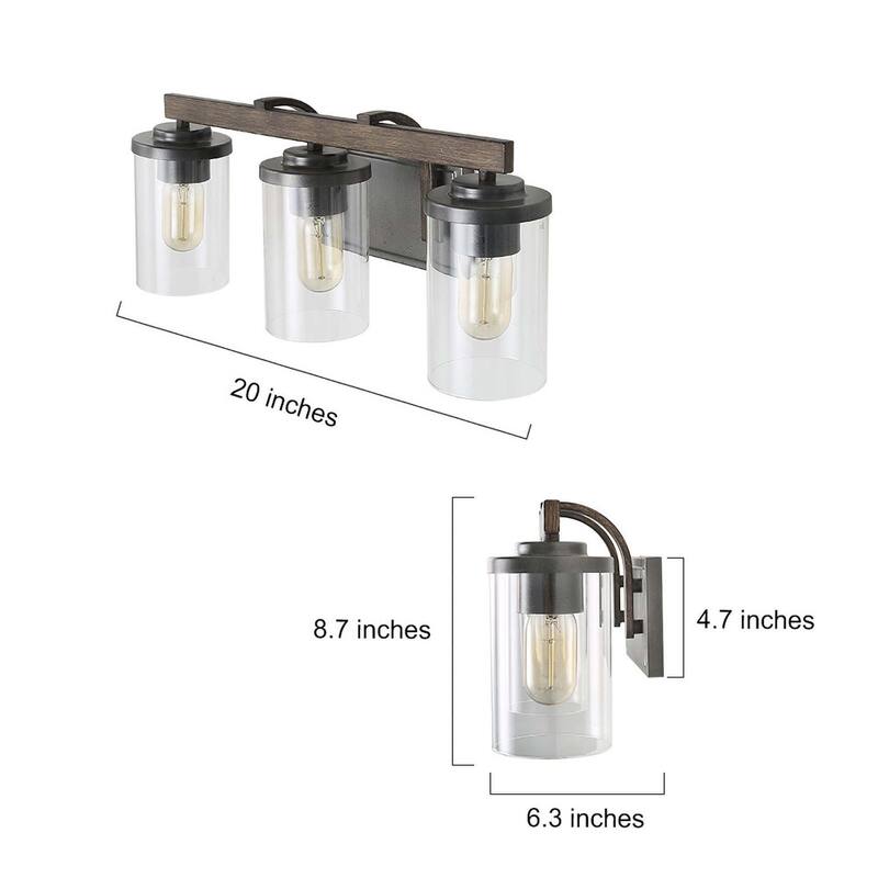 Havenside Home Modern Farmhouse 4-Light Clear Glass Vanity Light Wall Sconces