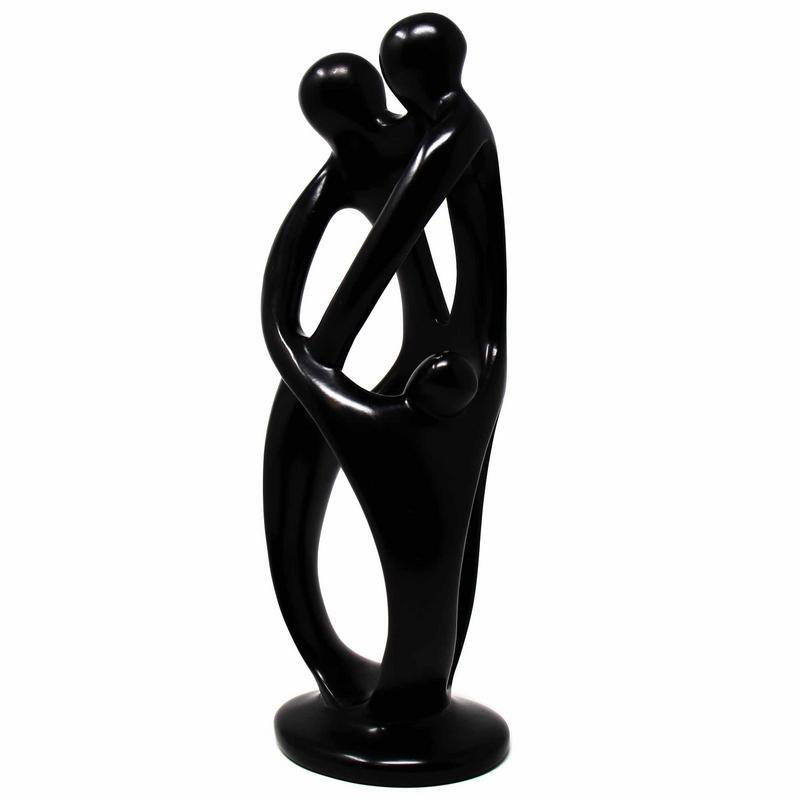 Handmade Soapstone Family Sculpture, Black Finish