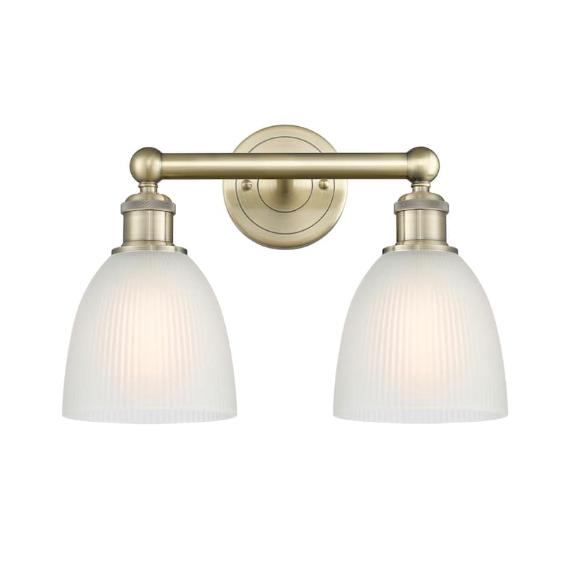 Innovations Lighting 616-2W-12-15 Castile Vanity Castile 2 Light 15" - Antique Brass / White