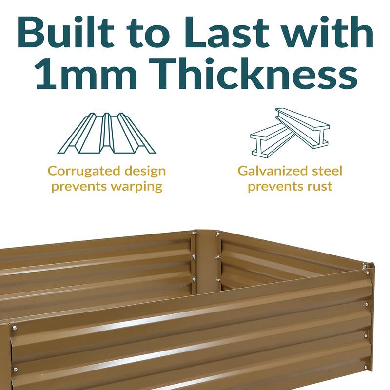Sunnydaze Galvanized Steel Raised Garden Bed - 4' x 3' - 47.5" x 35.5" x 11.75"