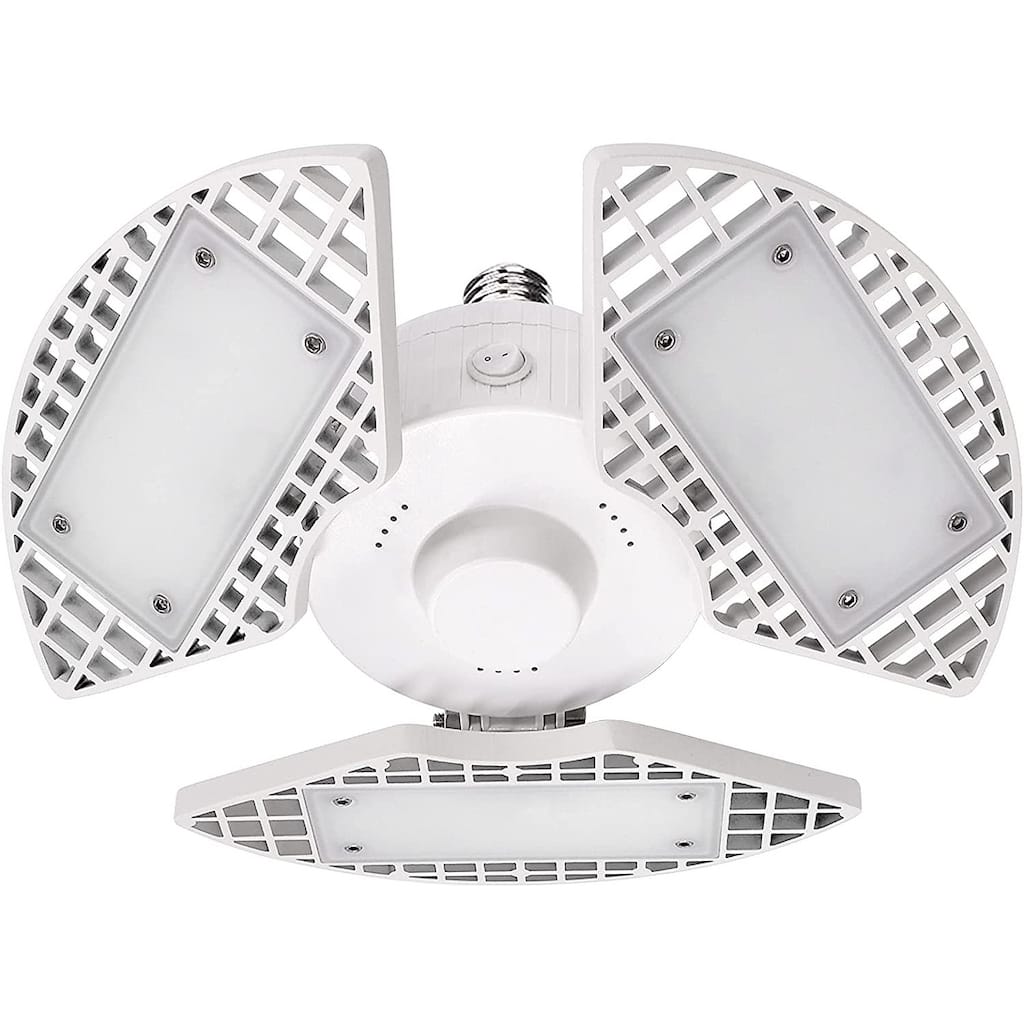 Luxrite LED Garage Light 80W 8000 Lumens Deformable 5000K Bright White E26 Screw In Shop Light Adjustable - Bright White