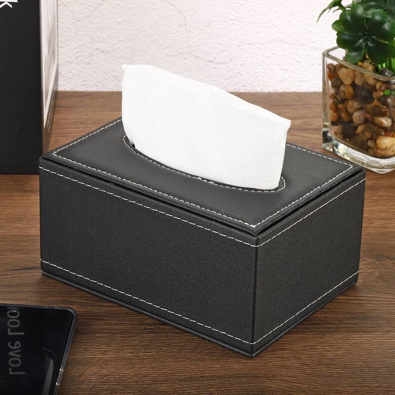 6.7x4.7x3.1" Tissue Box Cover, PVC Leather Waterproof Napkin Dispenser