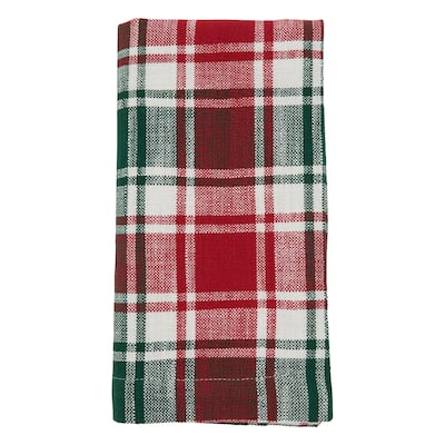 Plaid Design Cotton Table Napkins (Set of 4)