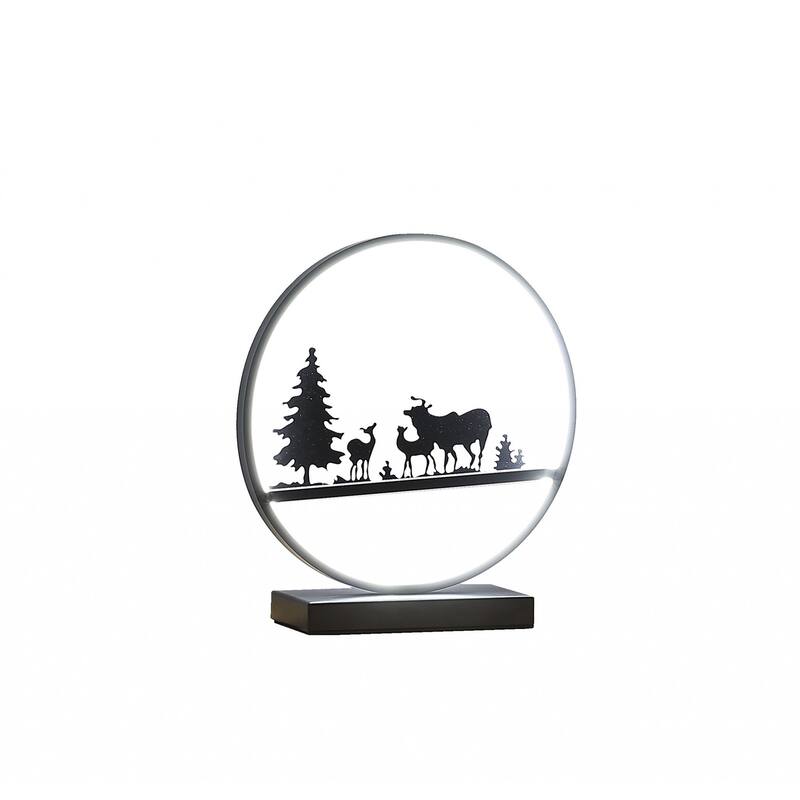 13" Rustic Black Woodland Deer Table Lamp. - Small