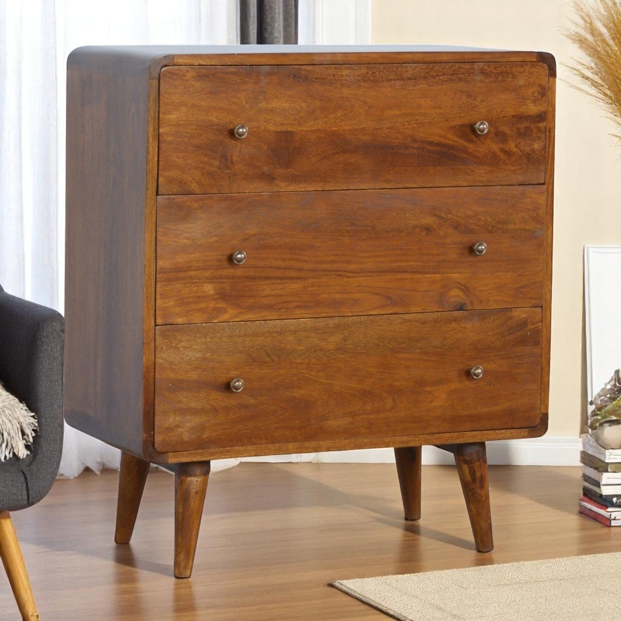 Artisan Furniture Solid Wood Curved Chestnut Chest
