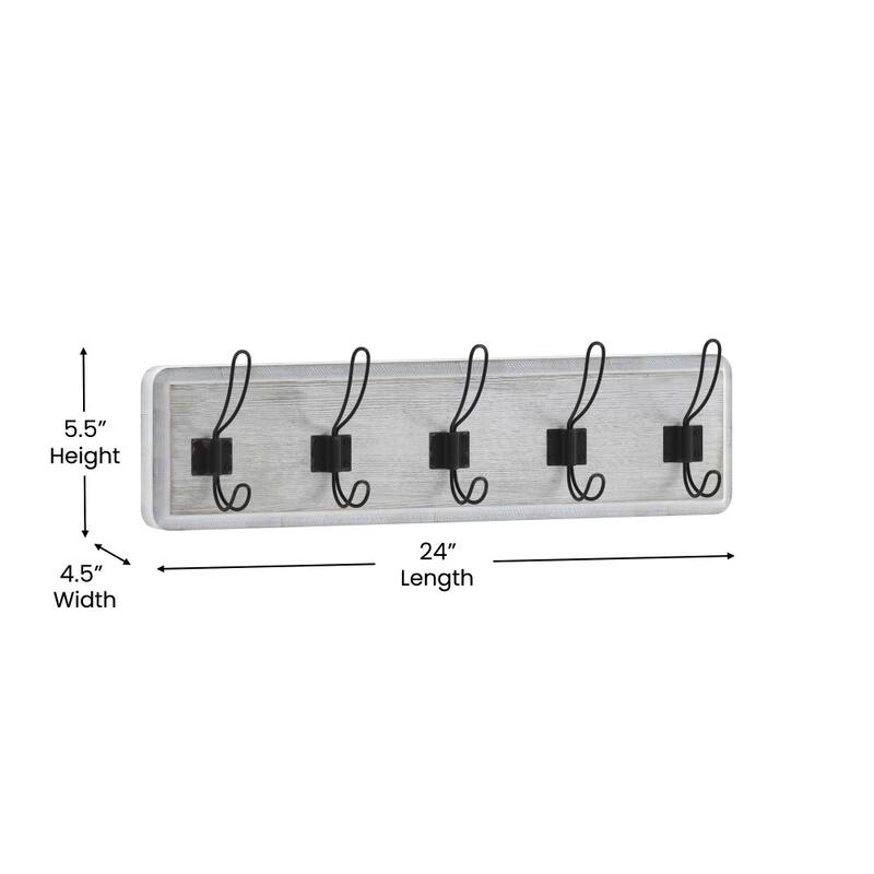 Wall Mounted Storage Rack with Upper Shelf and Storage Hooks