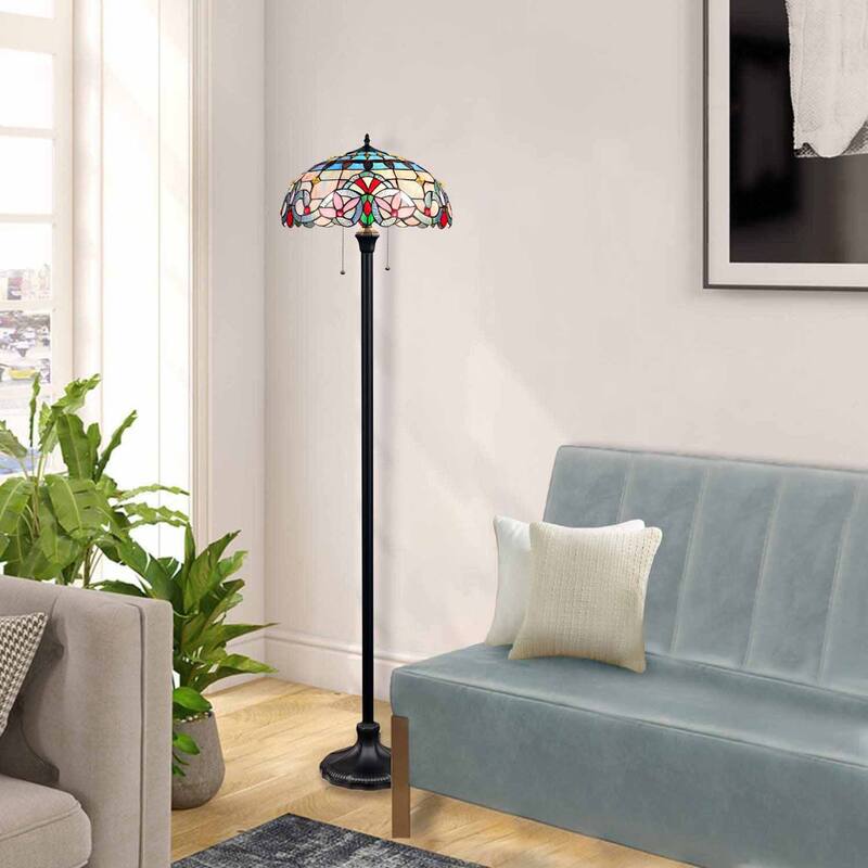 Tiffany-Style Victorian Design Dark Bronze Floor Lamp - Dark Bronze - Dark Bronze