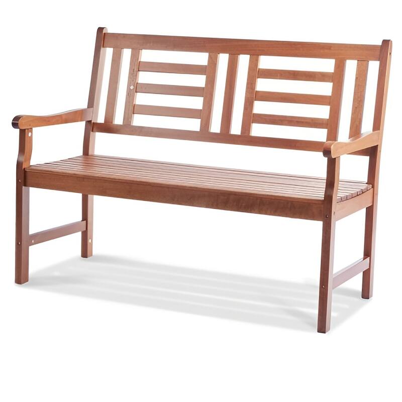 48" Natural Wood Bench for Garden, Patio or Porch Sturdy 3-Seater Outdoor Furniture with Backrest - 25” L x 48” W x 37” H