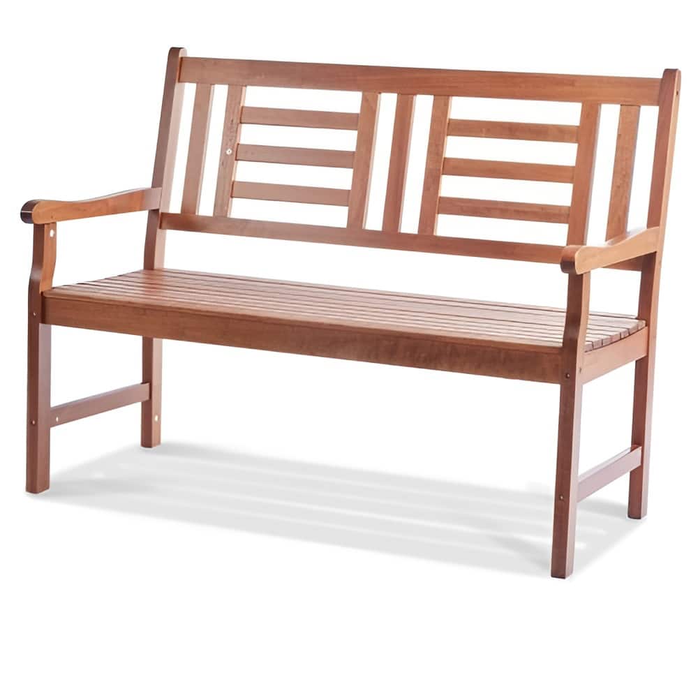 48" Natural Wood Bench for Garden, Patio or Porch Sturdy 3-Seater Outdoor Furniture with Backrest - 25” L x 48” W x 37” H