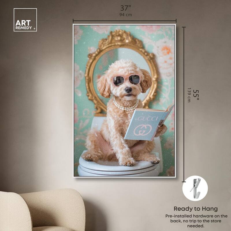 Goldendoodle Toilet Time Canvas by Art Remedy
