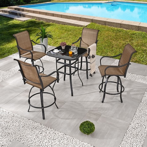 Patio Festival 5-Piece Outdoor Bar Height Swivel Bistro Dining Set