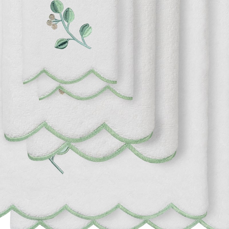 Authentic Hotel and Spa 100% Turkish Cotton WILD BRANCH Scallop Embellished Towel Collection