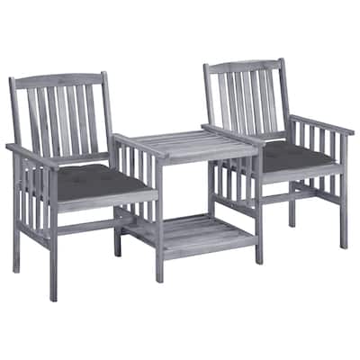 vidaXL Patio Bistro Set Table and Chairs Conversation Set Solid Acacia Wood - 62.6" x 24" x 36.2"