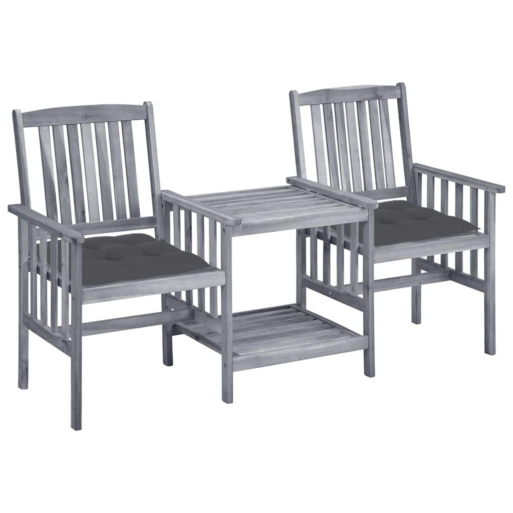 vidaXL Patio Bistro Set Table and Chairs Conversation Set Solid Acacia Wood - 62.6" x 24" x 36.2"