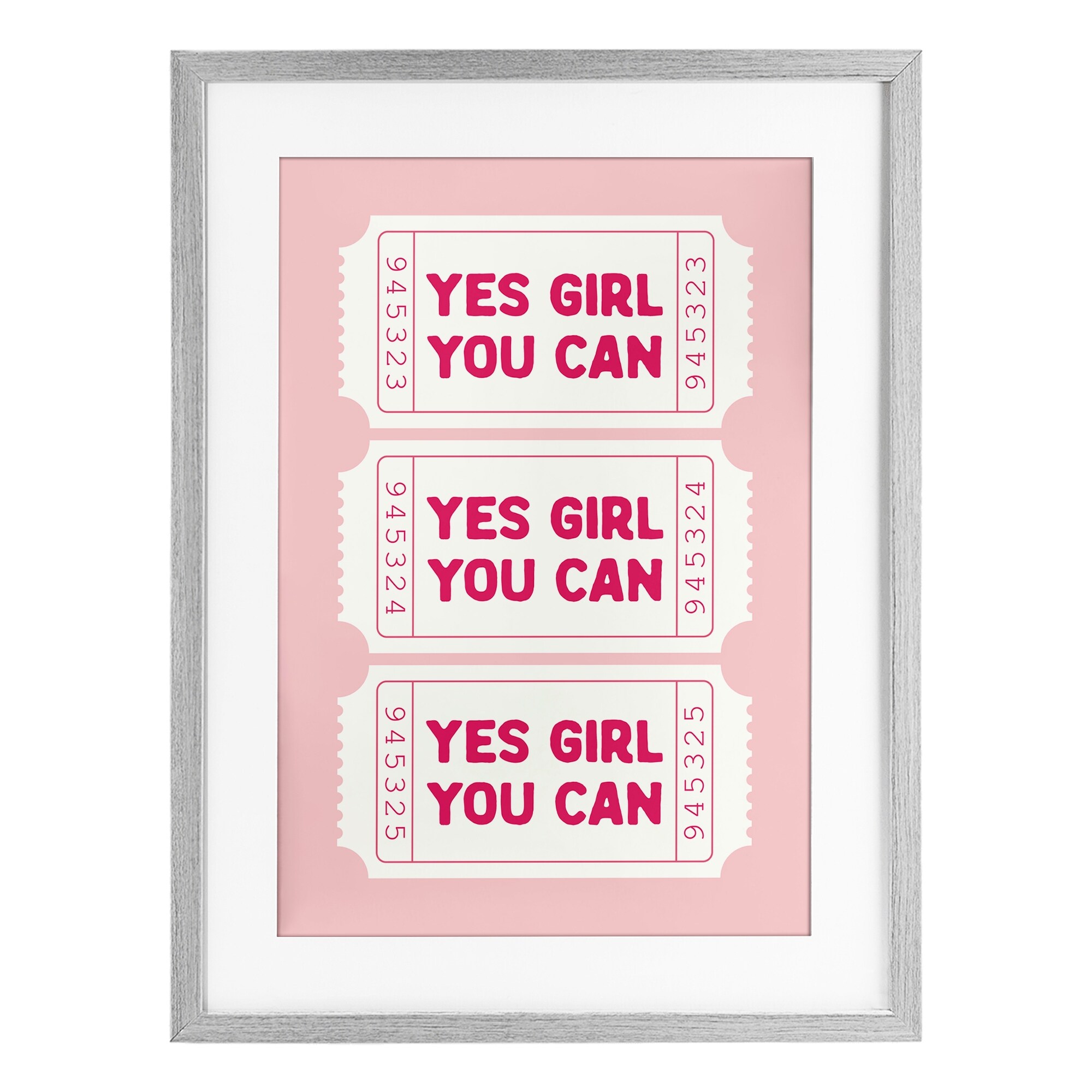 Stupell Yes Girl You Can on Pink Under Glass Framed Design By Lettered and Lined