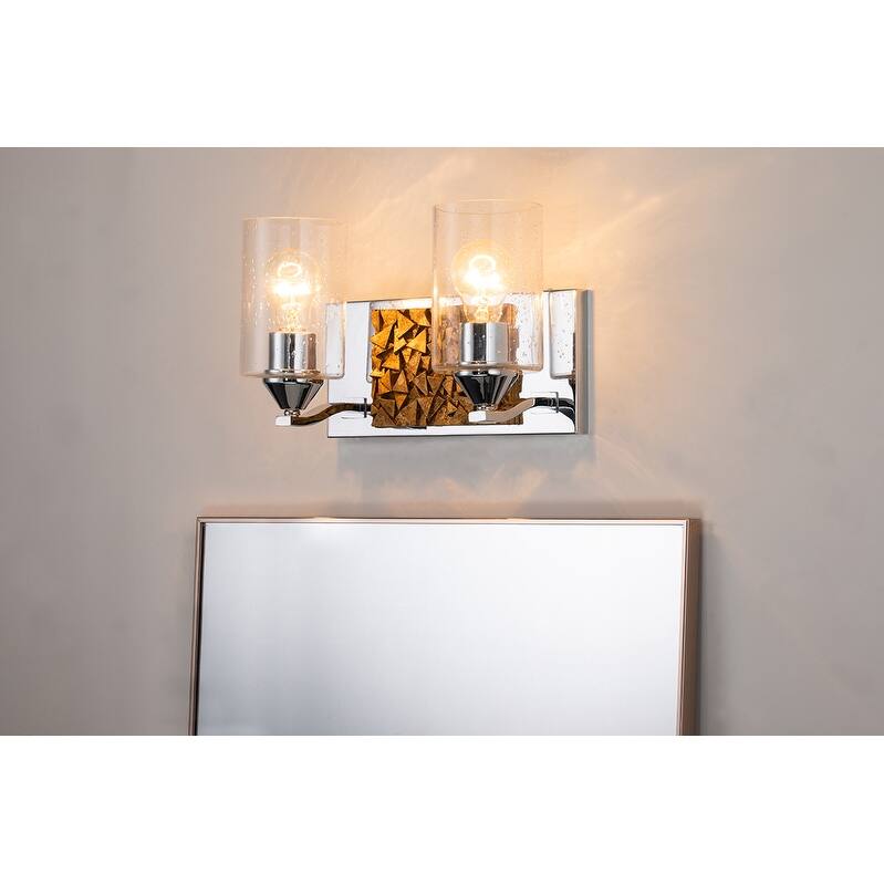2 Light Wall Vanity Light in Silver and Gold
