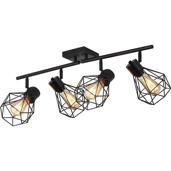 4 light industrial track ceiling lighting kits black cage flush mount ceiling lamp vintage spot