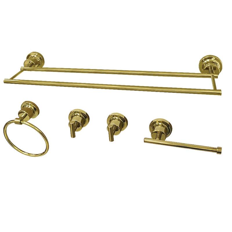 Kingston Brass Concord 5 Piece Bathroom Package with Towel Bar, Dual - Polished Brass