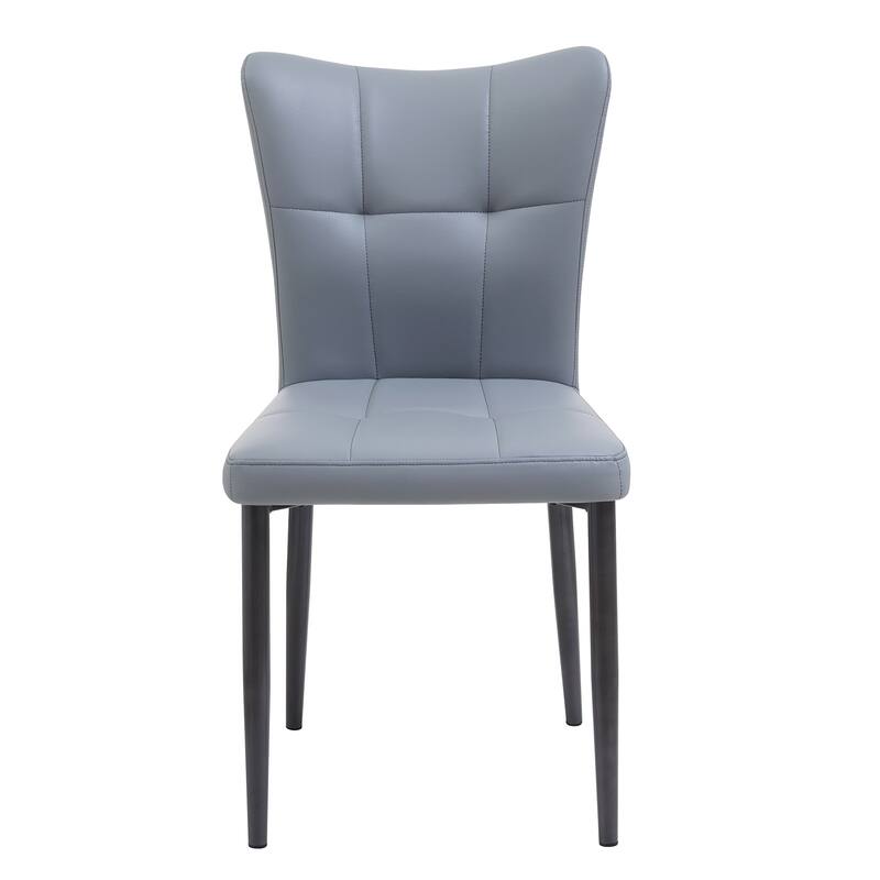 Set of 2 Side Chair Vanity Chair Office Chair Light Gray Leather Upholstered Dining Chair with Iron Legs