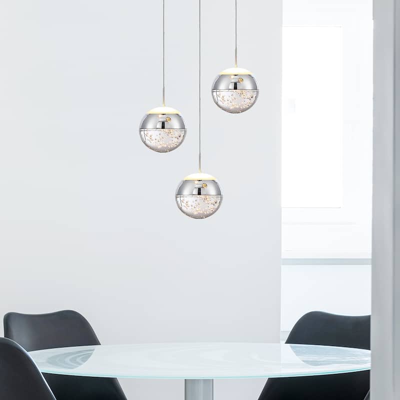 1-Light/3-Lights Globe LED Pendant Light with Bubble Crystal Ball