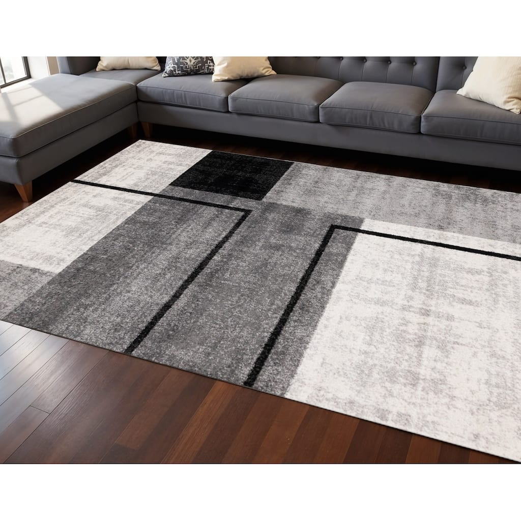 HomeRoots Geto Abstract Modern Rectangle Area Rug