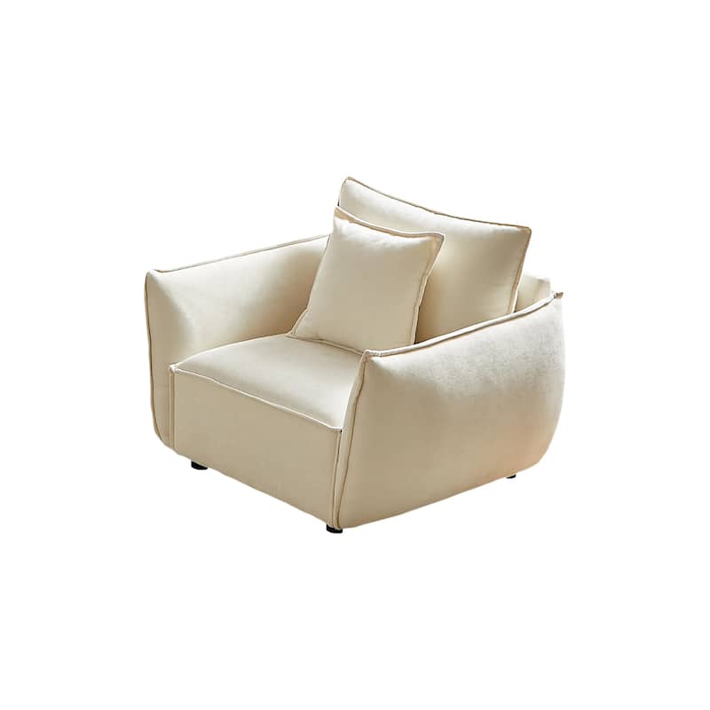 Modern 44" Upholstered Arm Chair with Pillows and Wide Seat Cushion for Living Room