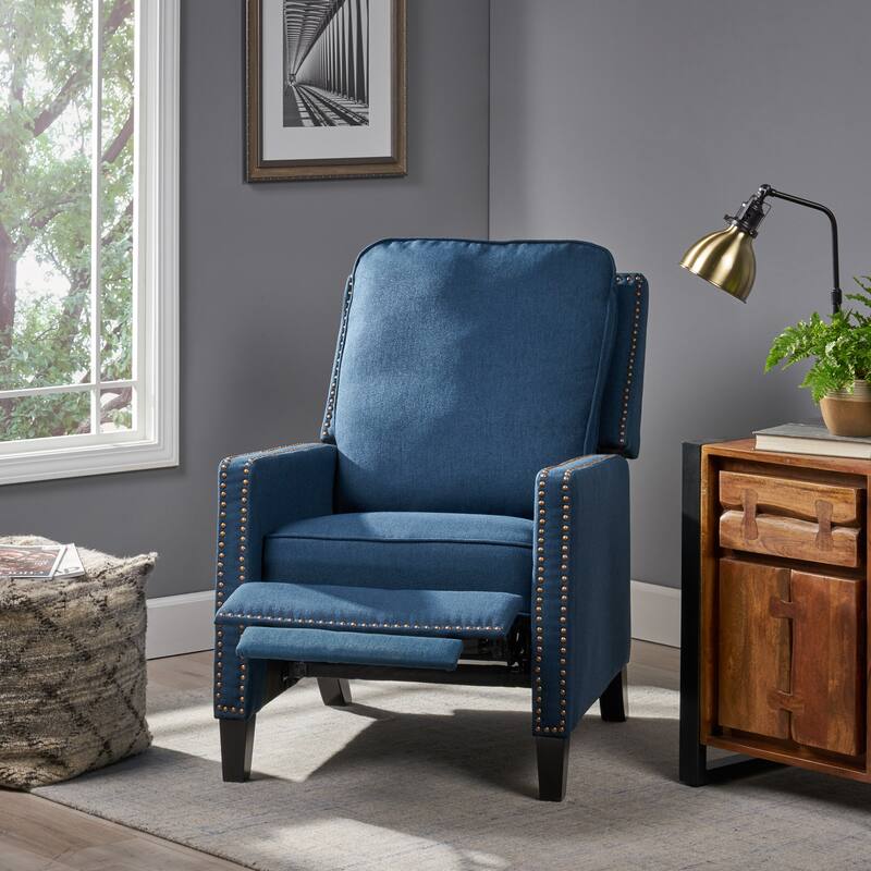 Fabric Upholstered Recliner Chair, Mid-Century Modern Recliner Adjustable Single Sofa Chair with Thicker Seat Cushion