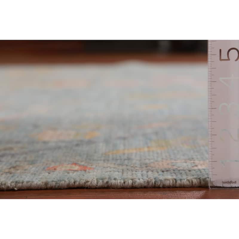 Hand Knotted Oriental 100% Wool Carpet Transitional All-Over Navy Blue & Blues Oushak Area Rug - 9' 11'' X 7' 10''