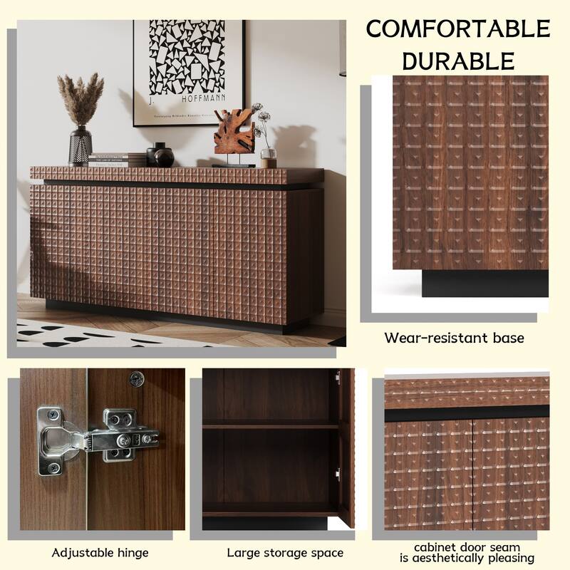 GDF Studio - Modern Antique Brown MDF & Particle Board Buffet Cabinet with Soft Close Doors