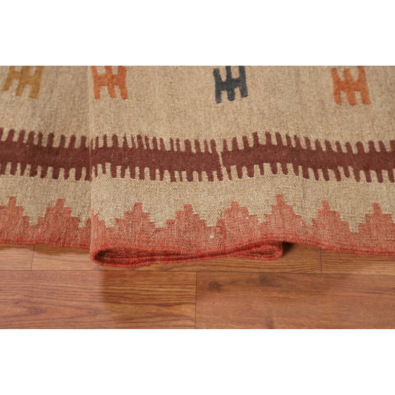 Reversible Kilim Persian Foyer Rug Hand-Woven Wool Carpet - 2'9"x 6'3"