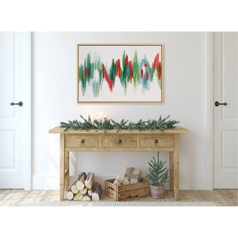 Kate and Laurel Sylvie EV Christmas Brush 1 Framed Canvas by Jessi Raulet of Ettavee