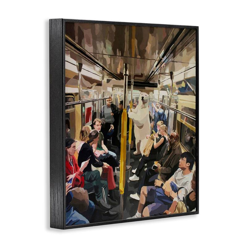 Stupell Polar Bear on Subway Framed Giclee Art Design By Keith Thomson