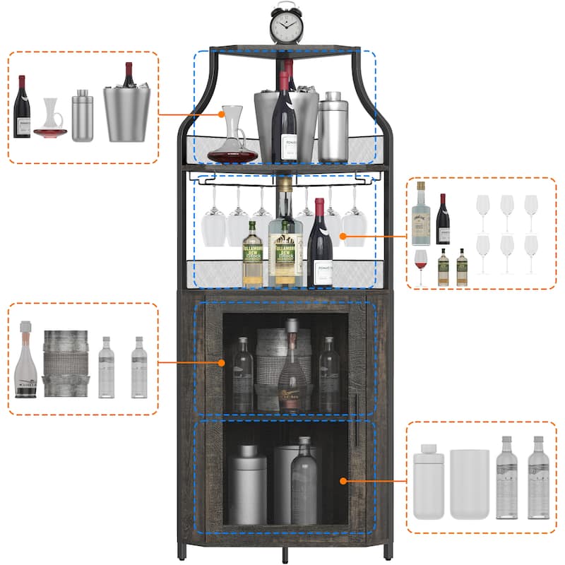 Corner Wine Cabinet with Removable Wine Rack