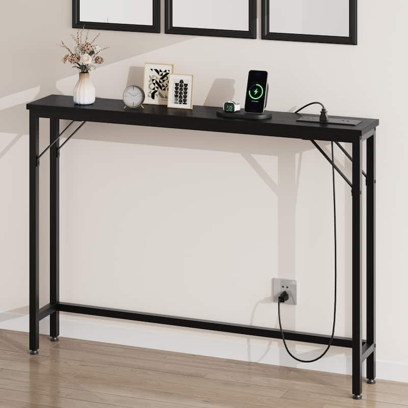 5.9" Narrow Sofa Table, Skinny Console Table with Storage