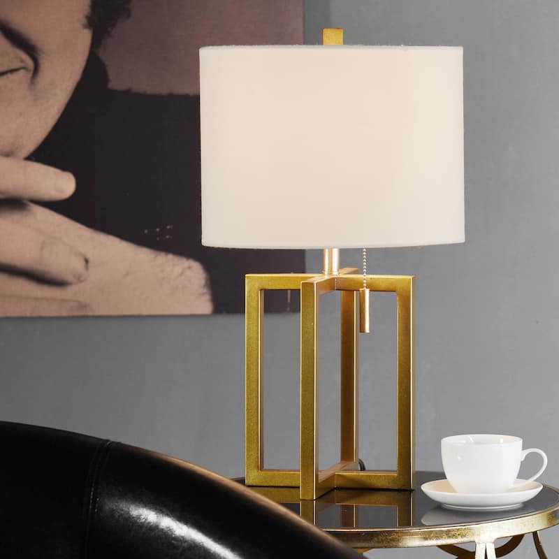 StyleCraft Marilou Solid Gold Table Lamp - Brussels Off White Shade