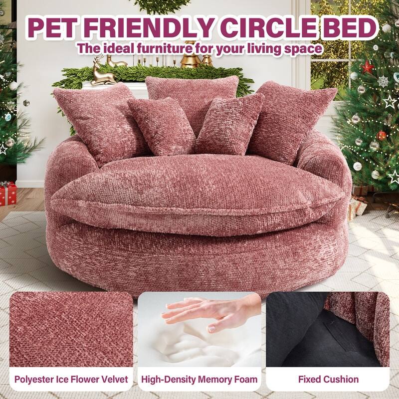 Rossetta Oversized Round Polyester Foam Chair with Pillows