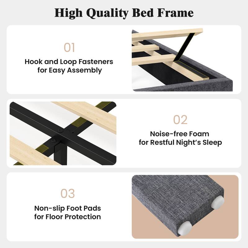 Costway Twin/Full/Queen Size Bed Frame with Height Adjustable Vertical