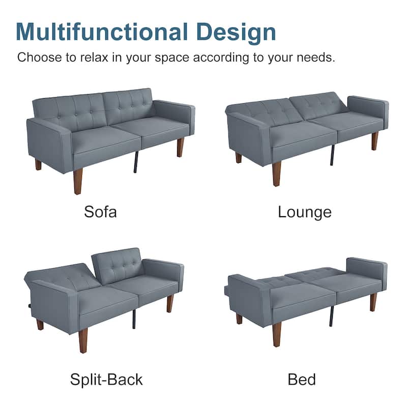 Futon Sofa Bed Couch Memory Foam Futon Convertible Couch Bed Sleeper for Living Room - 68.11"*30.11"*28.74"