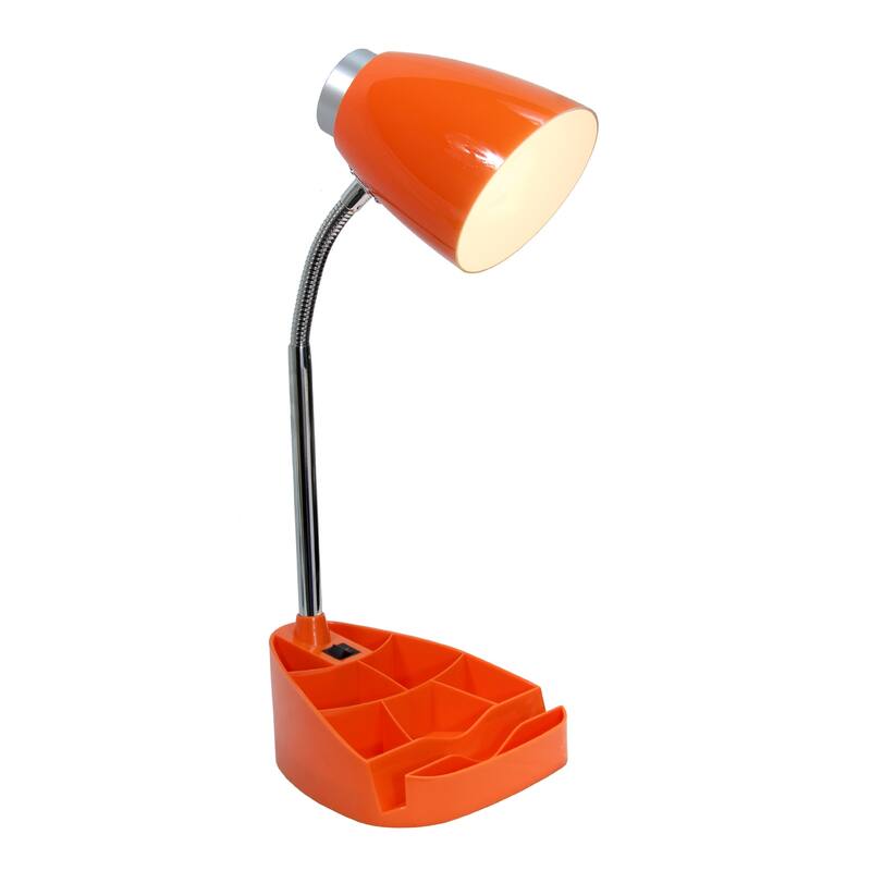 18.5 in. Chrome Finish Table Lamp with Orange Shade, Desk Lamp for Writing and Computer Desks