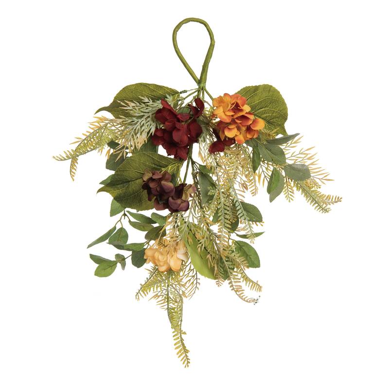 Transpac Fabric/Canvas 20 in. Multicolored Harvest Eucalyptus and Moody Flower Swag