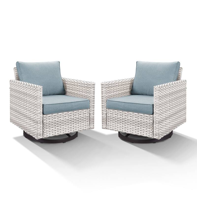 2 Pieces Outdoor Swivel Chairs with Thick Cushions