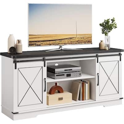 TV Stand for 65 Inch TV, Entertainment Center with Storage and Sliding Barn Doors