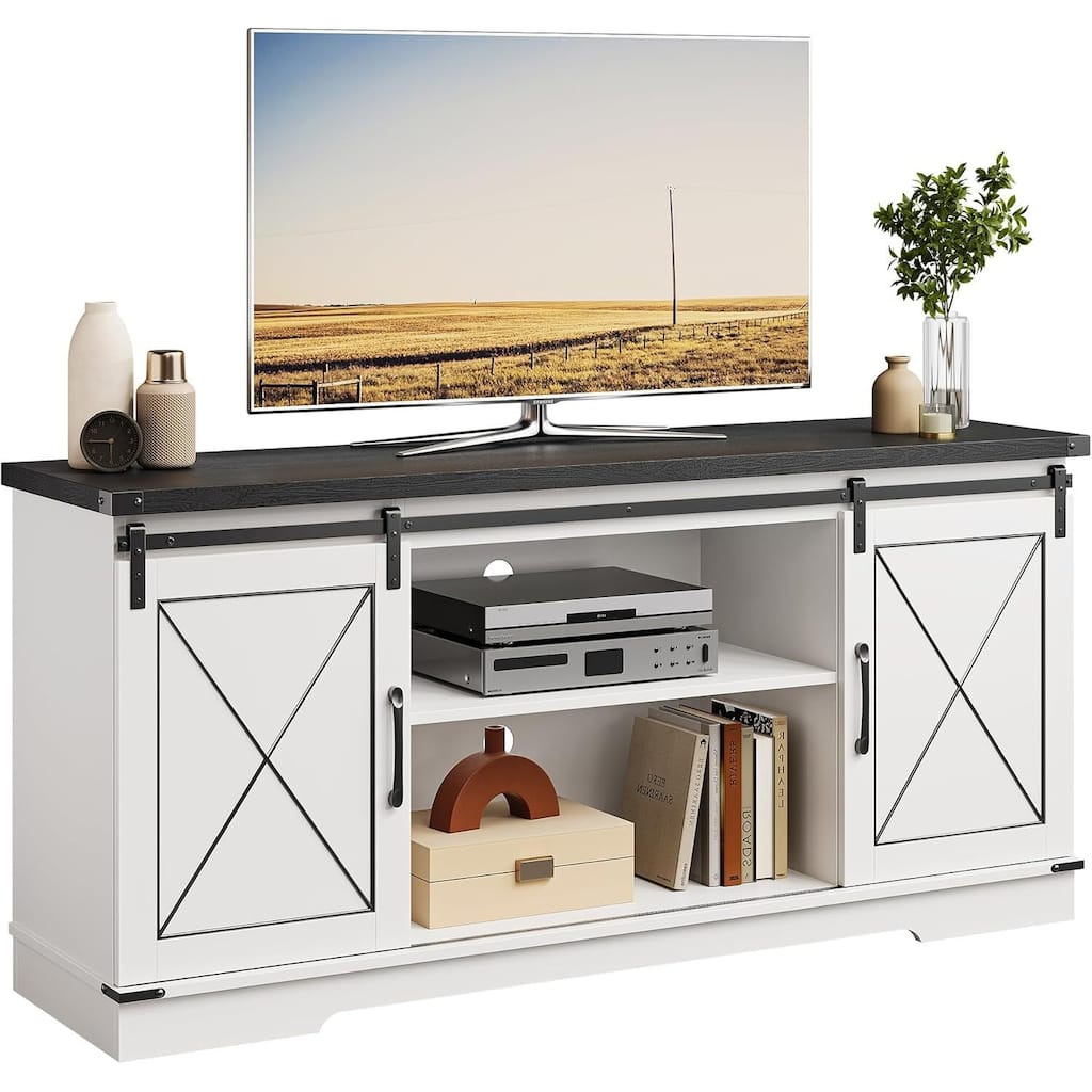 TV Stand for 65 Inch TV, Entertainment Center with Storage and Sliding Barn Doors