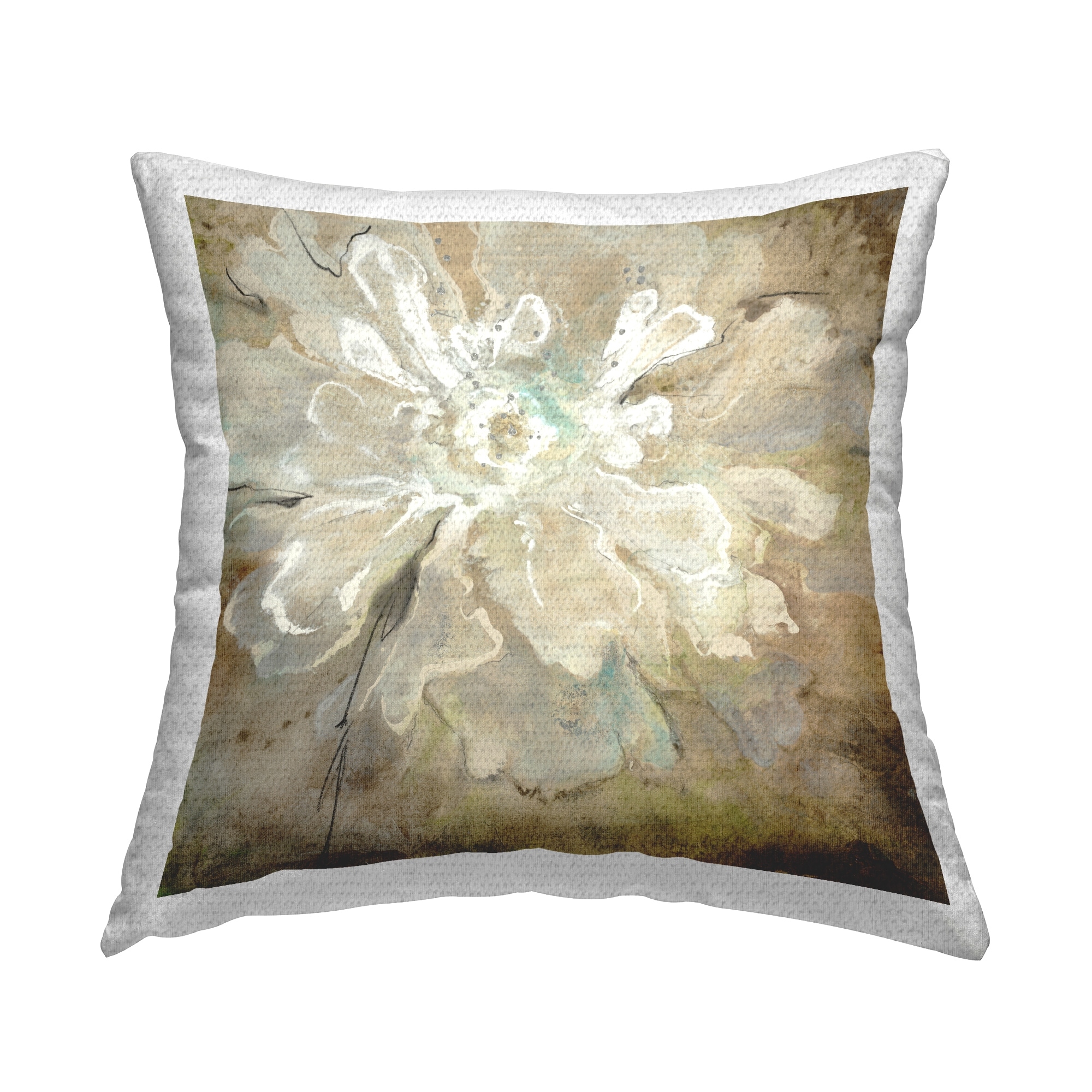 Stupell Abstract Brown Flower Petals Printed Outdoor Throw Pillow Design by Liz Jardine