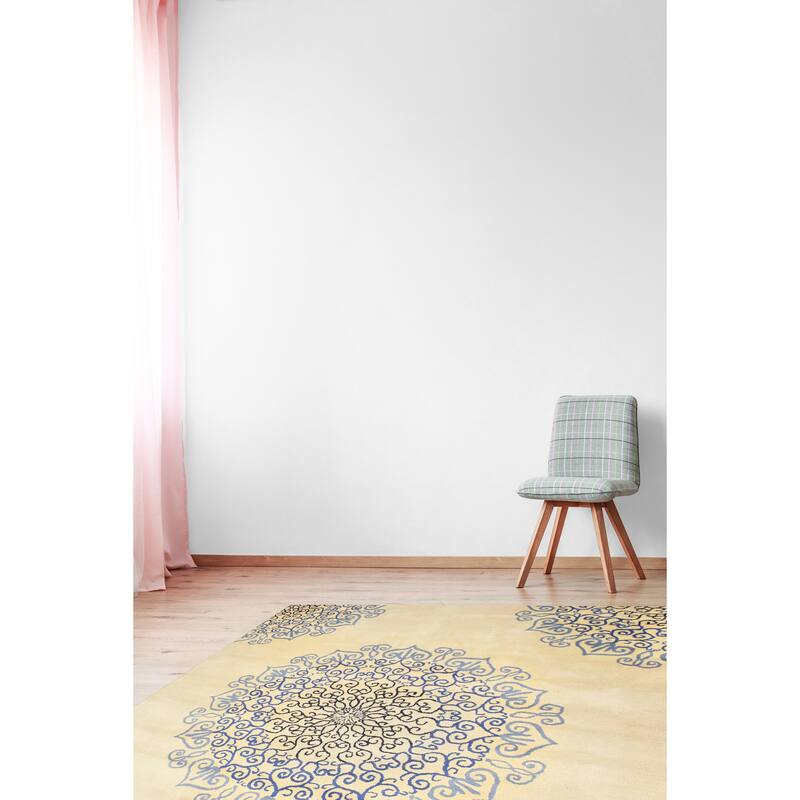 Hand-tufted Wool Blue Transitional Oriental Modern Naiin Rug