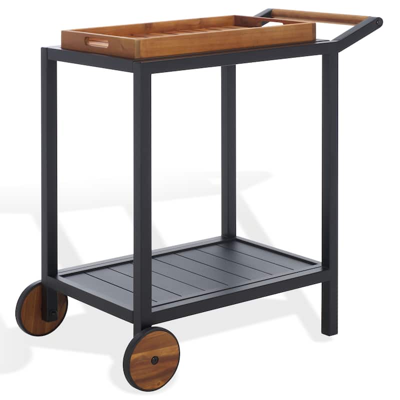 SAFAVIEH Couture Outdoor Patio Furniture Tonga Aluminum Bar Cart - 32"W x 19"D x 32"H