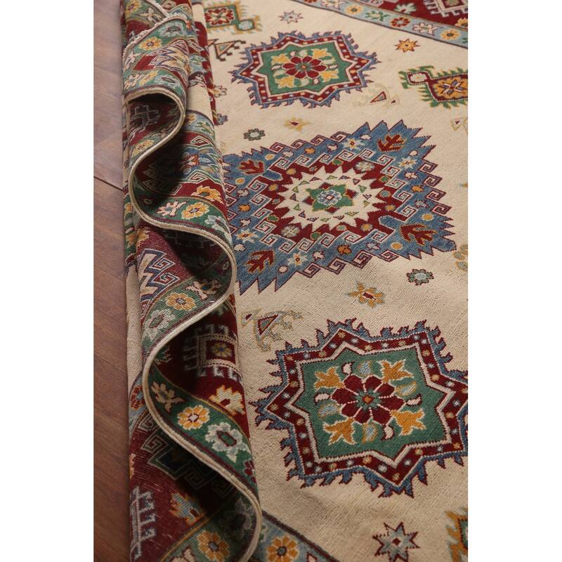 Kazak Area Rug Hand-Knotted Wool Carpet - 6'8" x 9'10"
